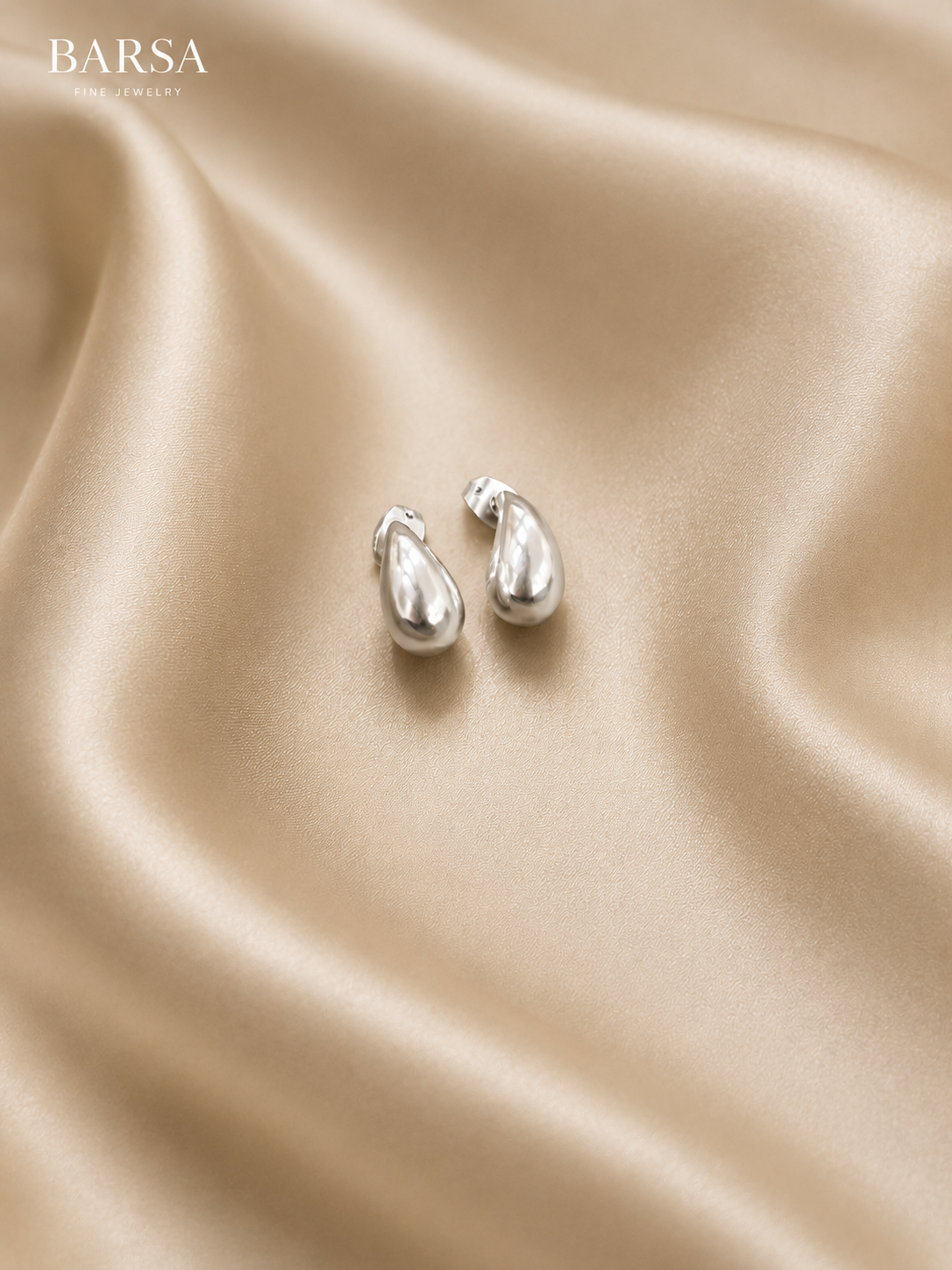 Barsa - Silver Teardrop Earrings