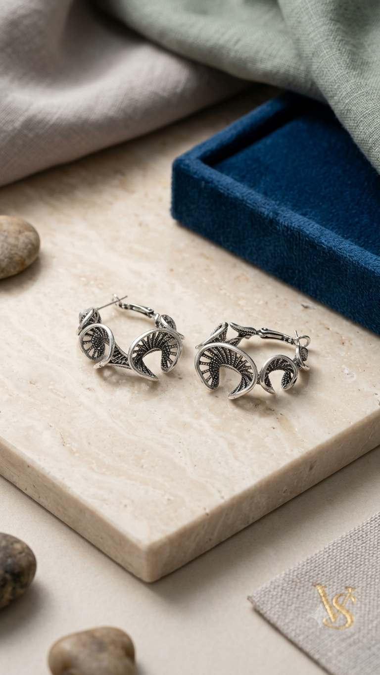 Barsa - Aster Silver Hoops