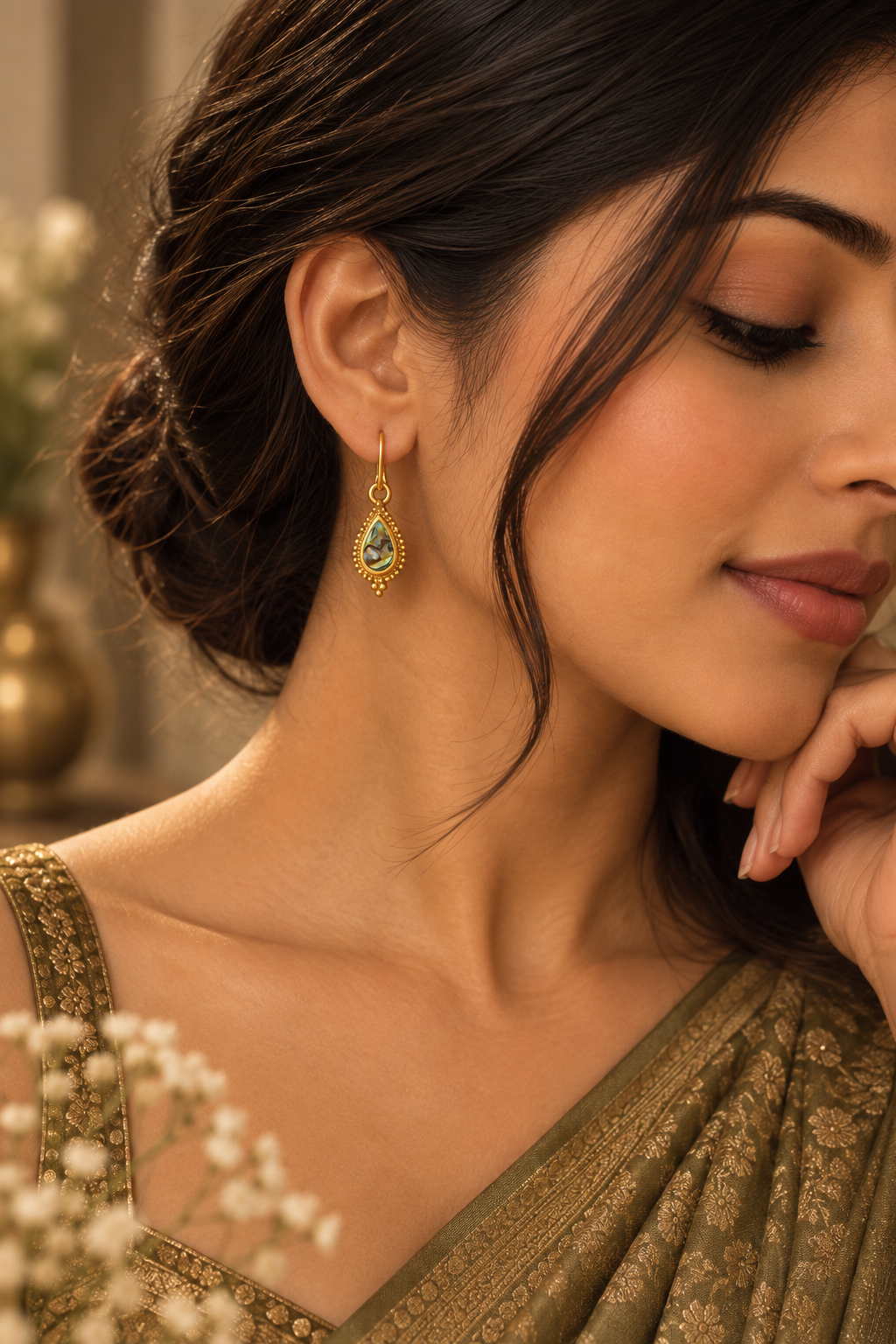 Barsa - Iridescent Teardrop Earrings