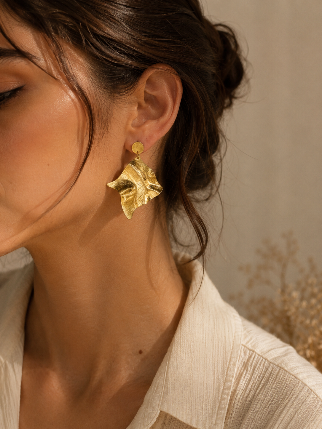 Barsa - Geometric Feather Earrings