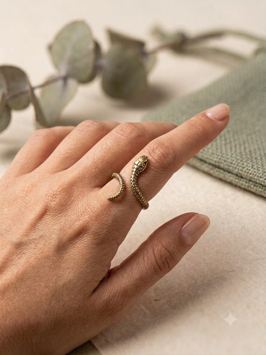 Barsa - The Serpentine Antique Brass Ring