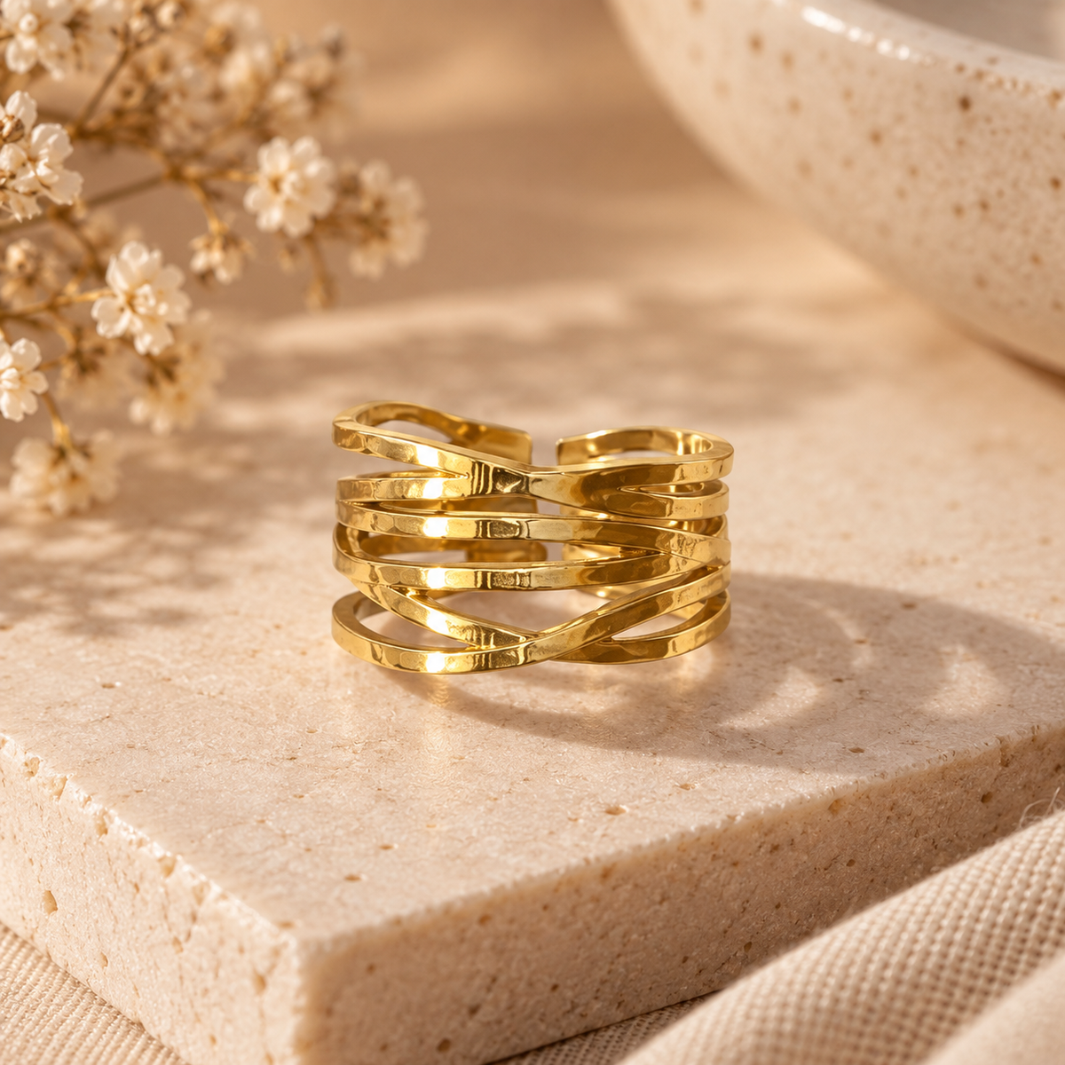 Barsa - Veya Woven Brass Ring