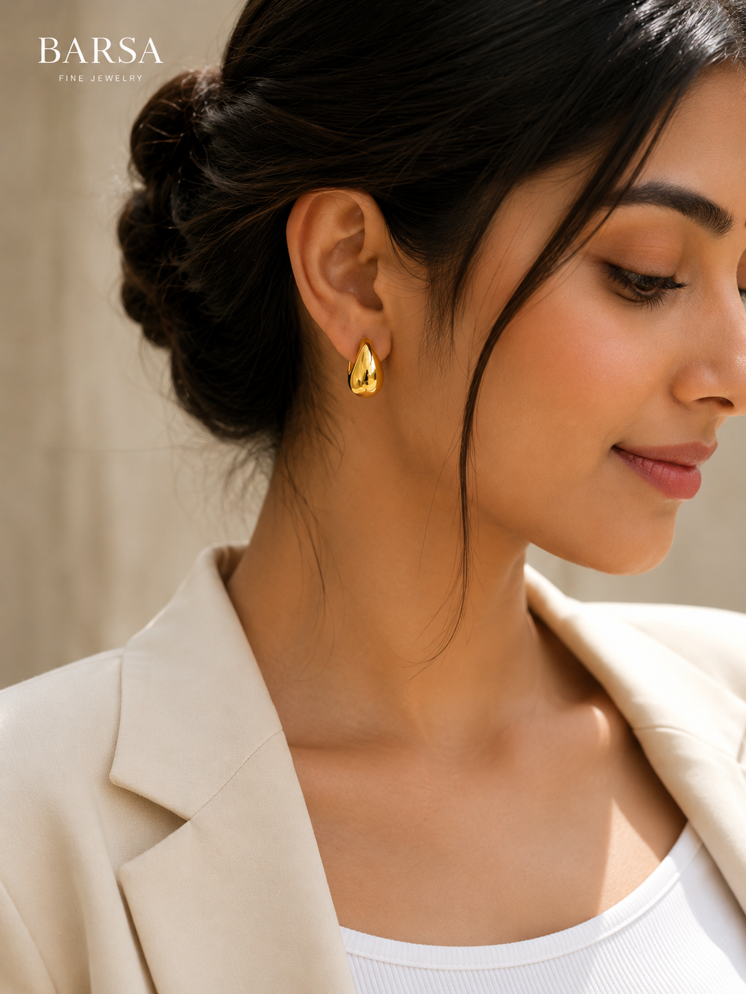 Barsa - Golden Teardrop Earrings