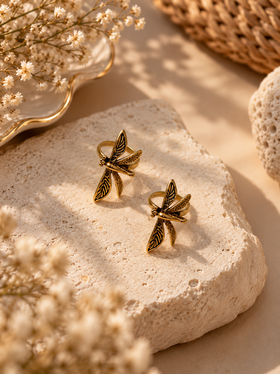 Barsa – Golden Dragonfly Whisper Ear Cuff (No Pierce)