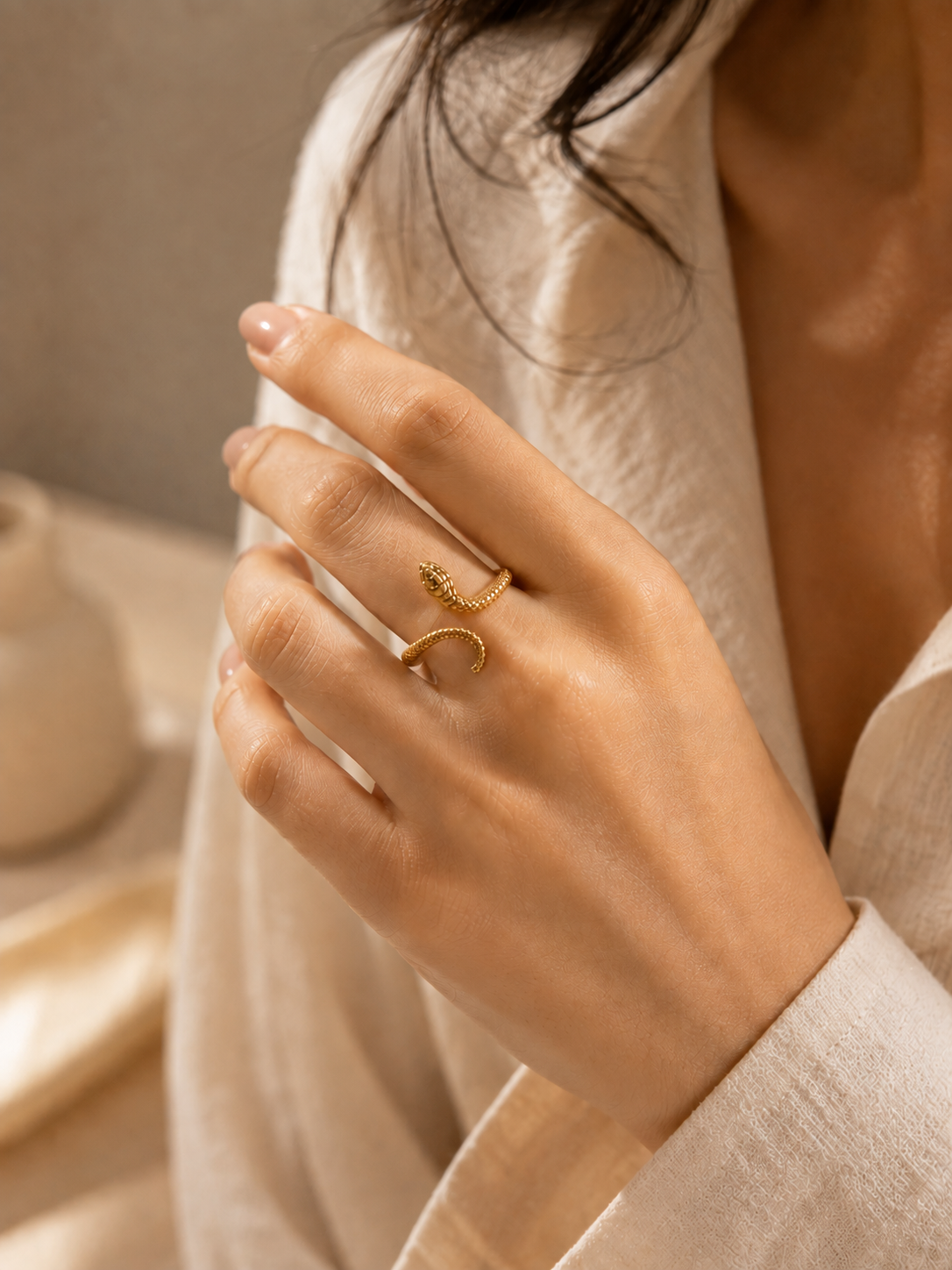 Barsa - The Serpentine Antique Brass Ring