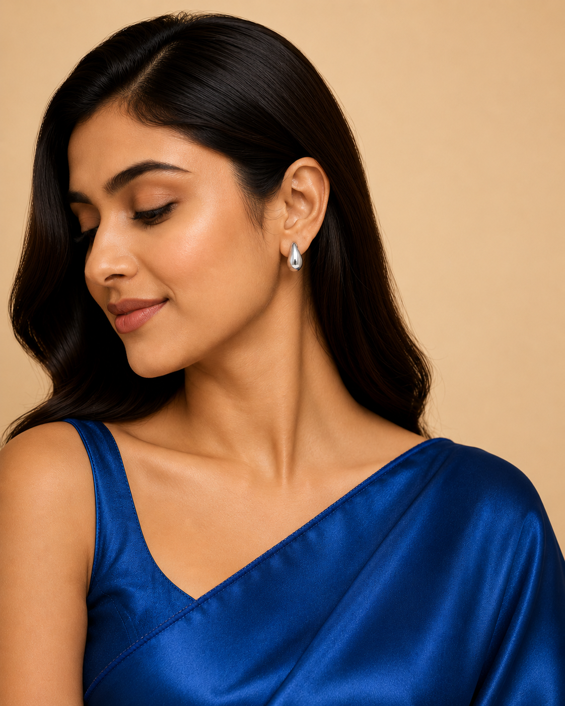 Barsa - Silver Teardrop Earrings