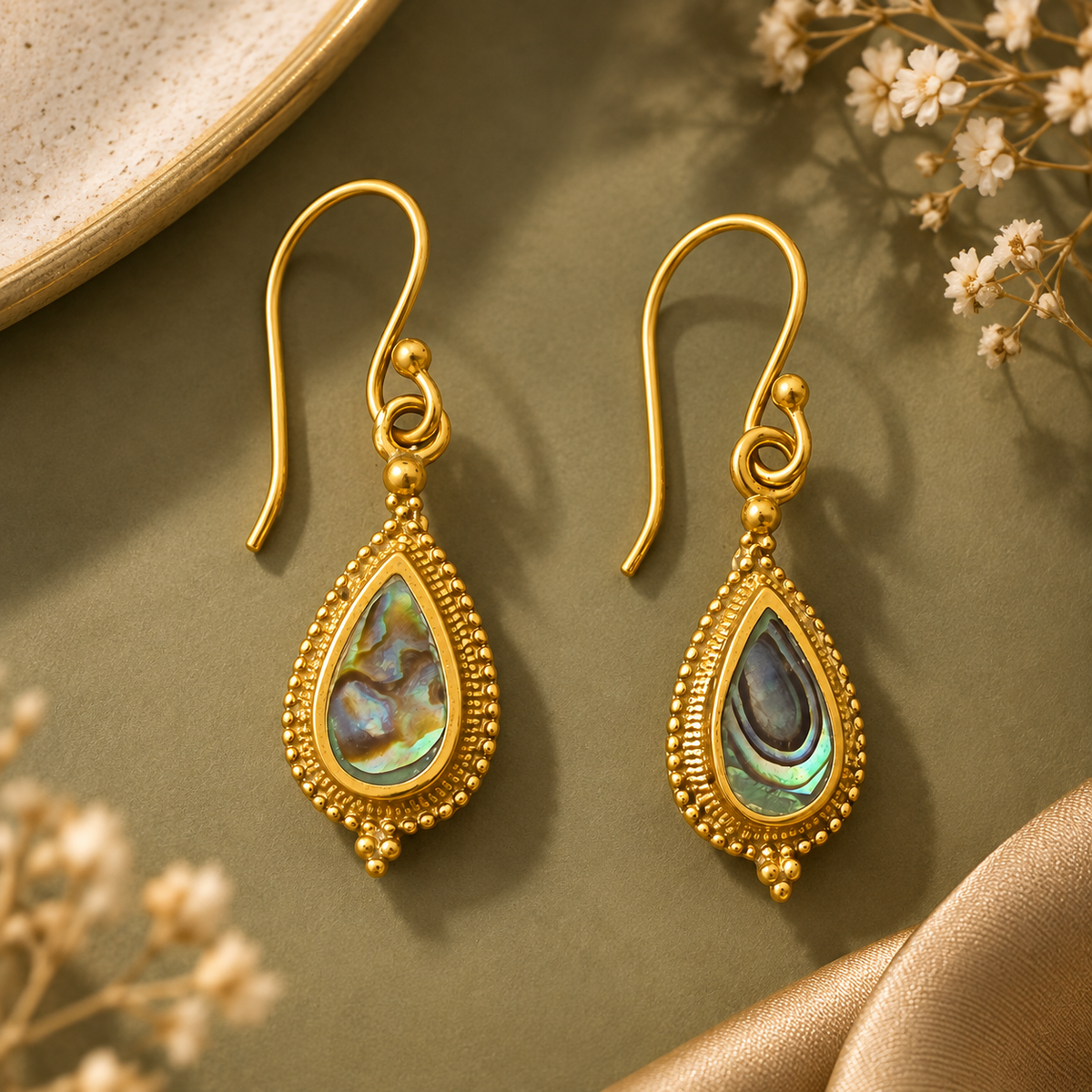 Barsa - Iridescent Teardrop Earrings