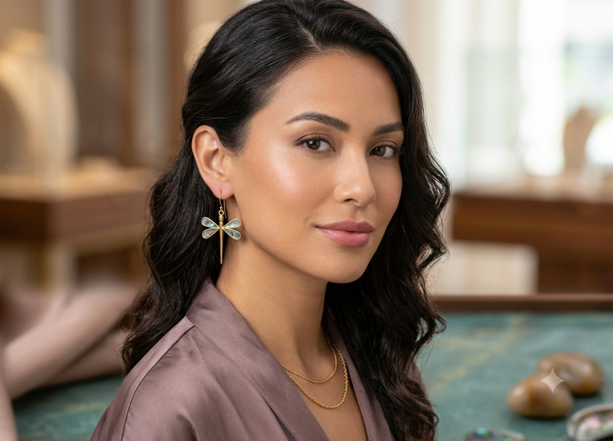 Barsa – Iridescent Dragonfly Earrings