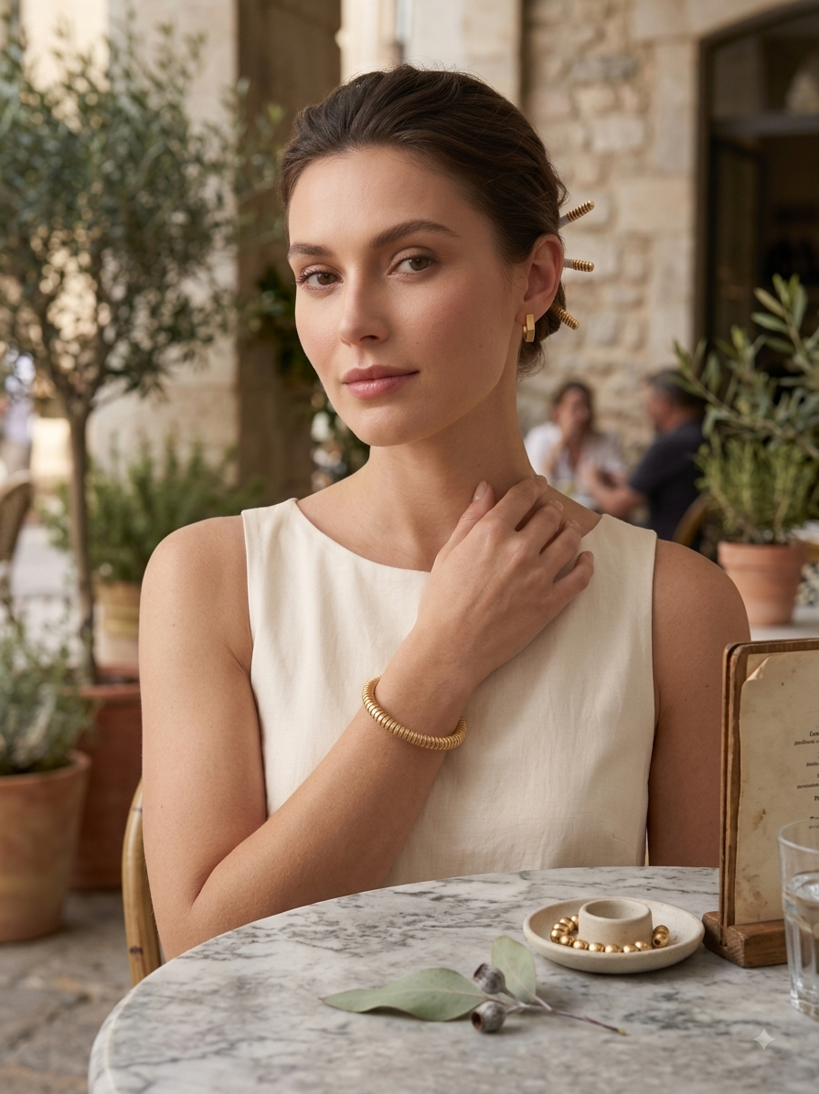 Barsa – Ribbed Golden Cuff