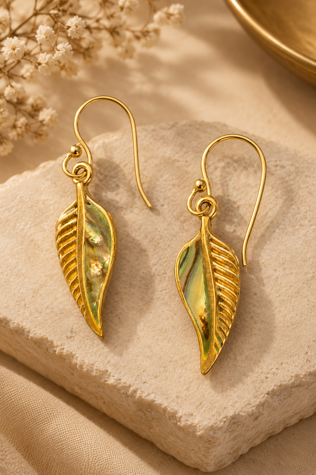 Barsa - Abalone Leaf Drop Earrings
