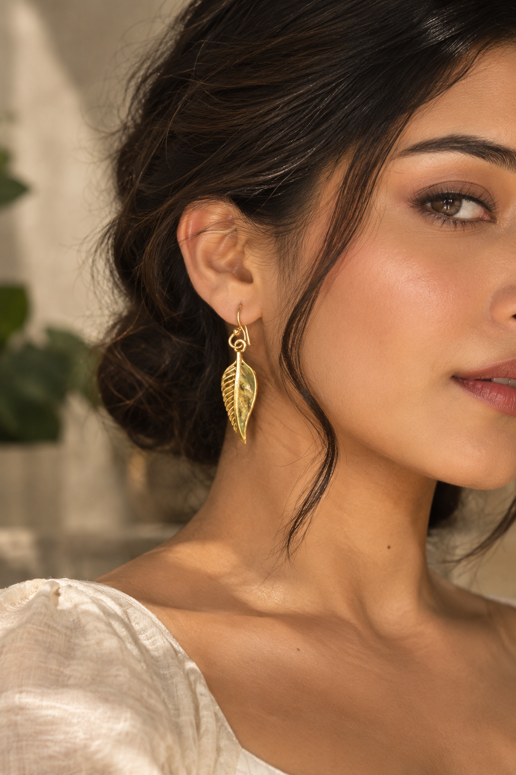 Barsa - Abalone Leaf Drop Earrings