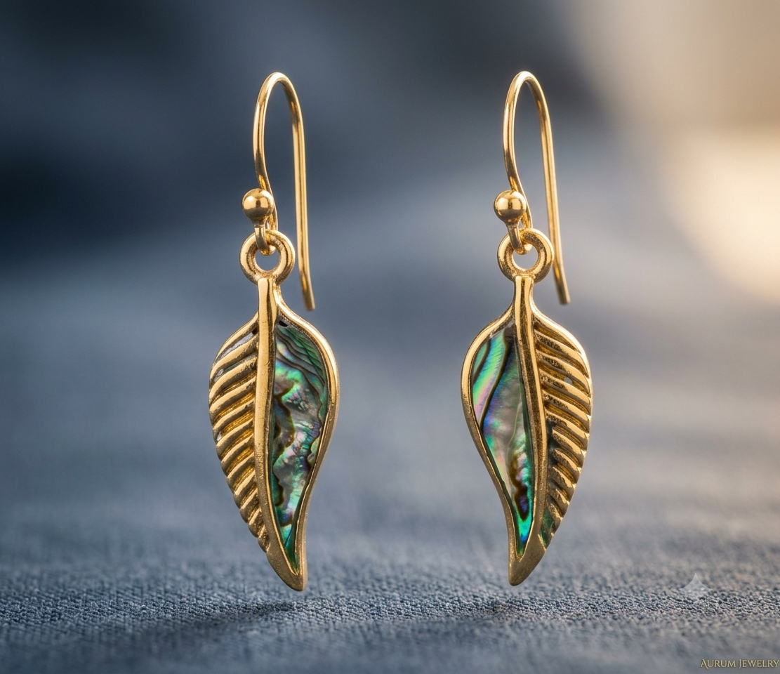 Barsa - Abalone Leaf Drop Earrings