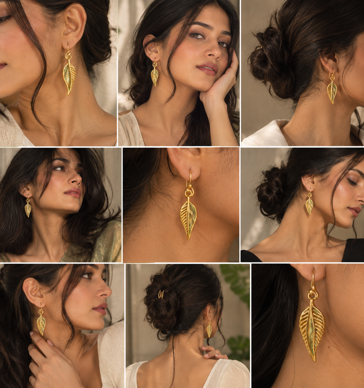 Barsa - Abalone Leaf Drop Earrings