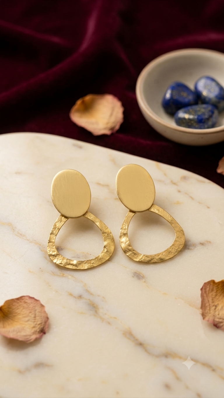 Barsa - Solara Brass Drop Earrings
