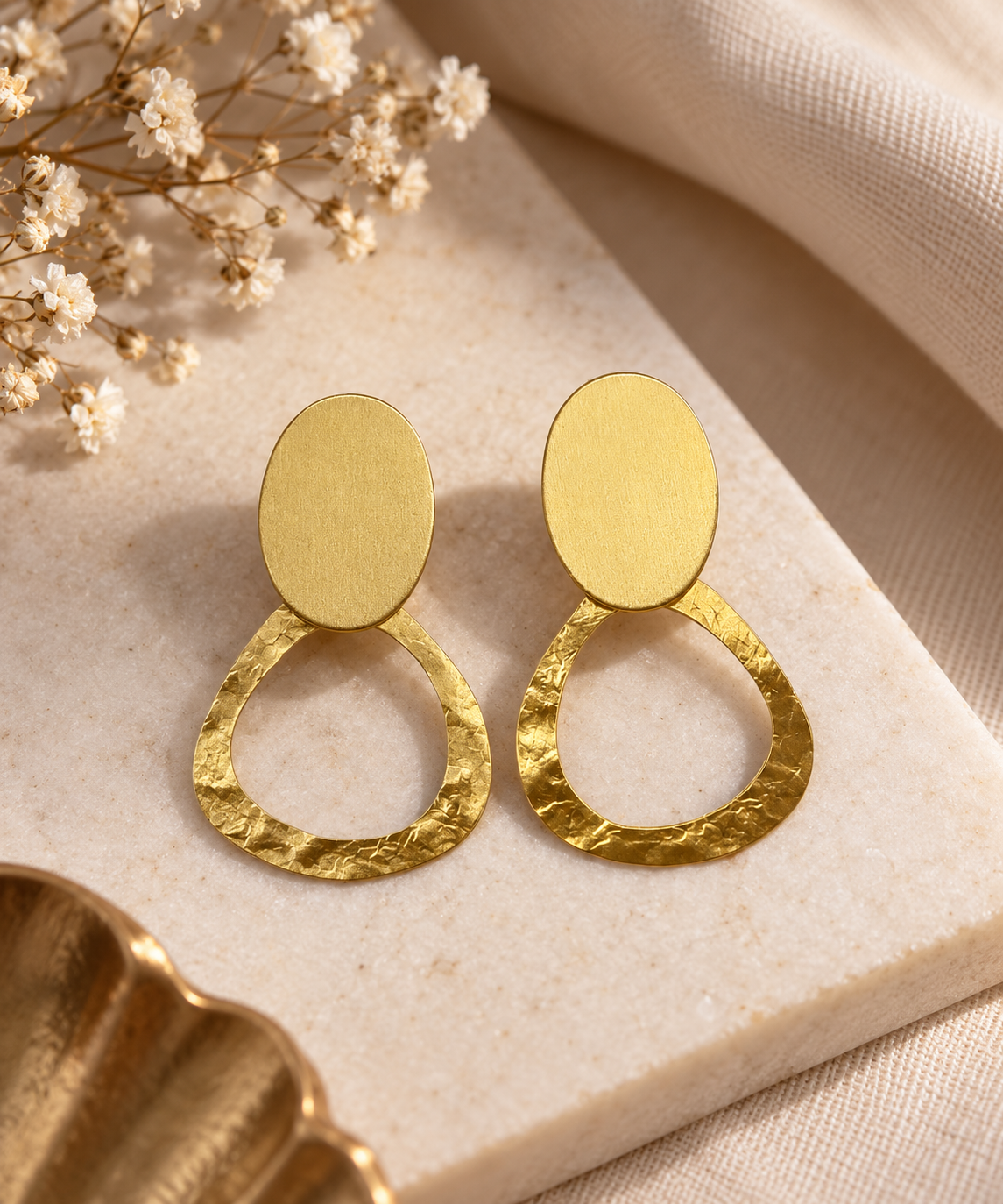 Barsa - Solara Brass Drop Earrings
