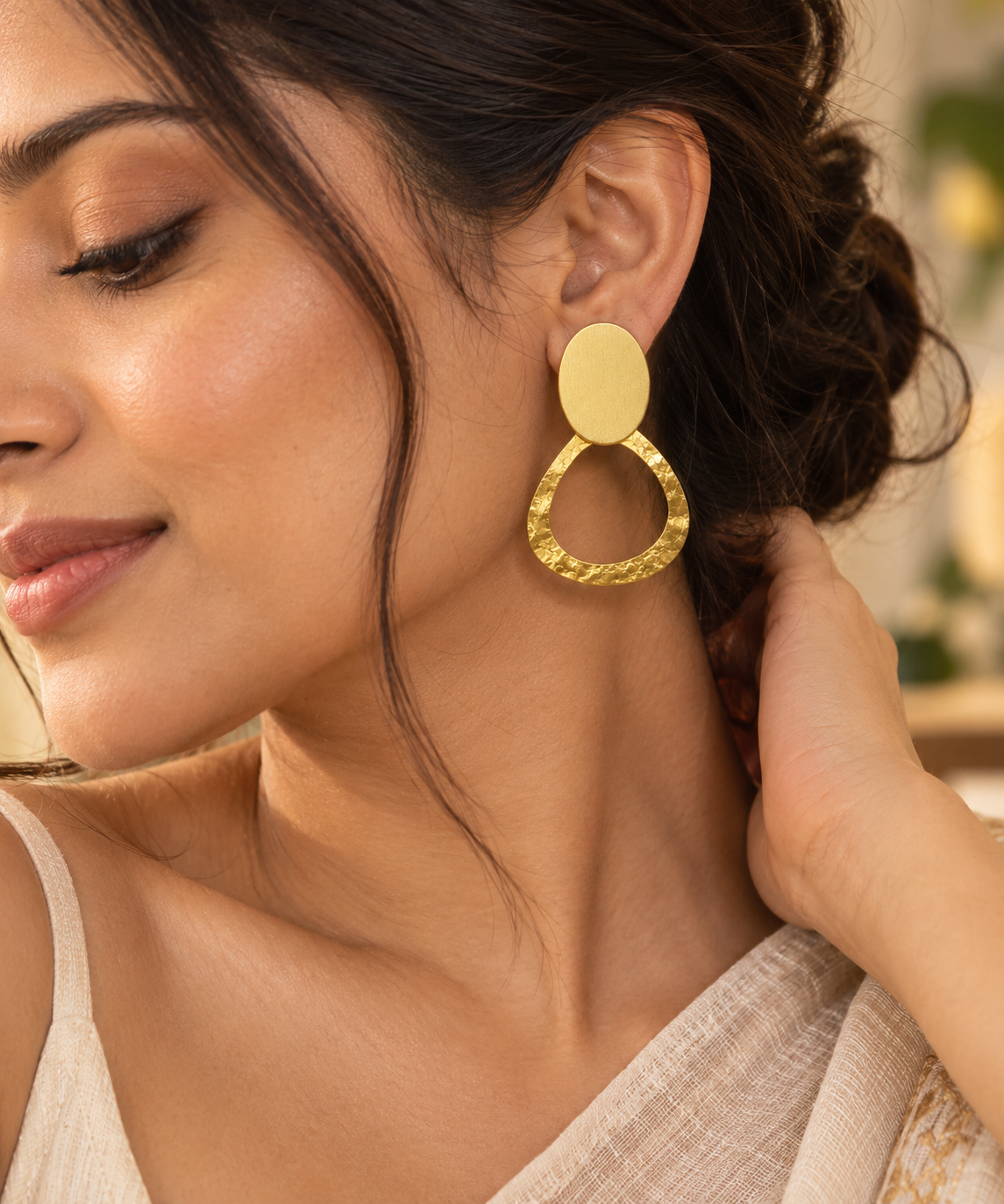 Barsa - Solara Brass Drop Earrings