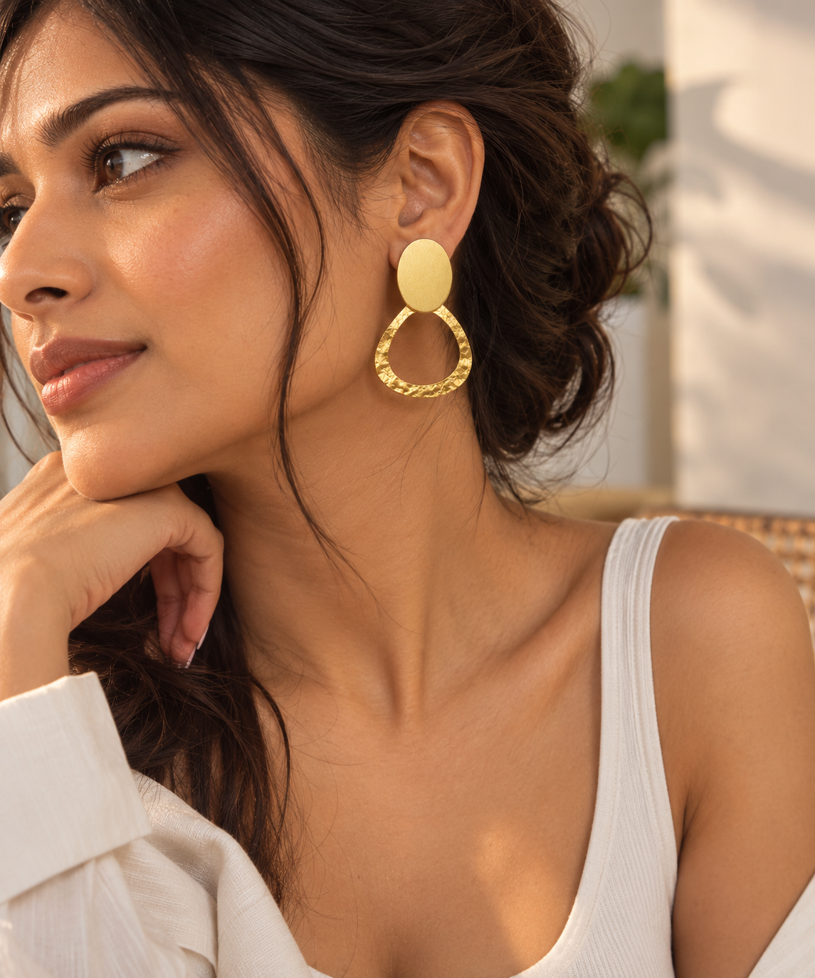 Barsa - Solara Brass Drop Earrings