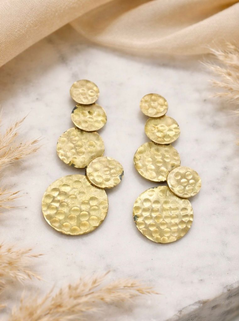 Barsa - Hammered Drop Earrings