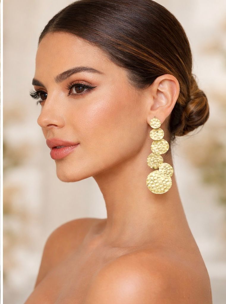 Barsa - Hammered Drop Earrings